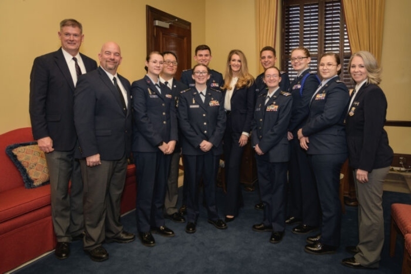 Kelly Loeffler with members of the armed forces